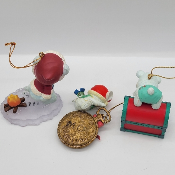 Lot of 3 Christmas Vintage Ornaments Bears, Enesco Lustre Mouse Bear Toy Box - Picture 2 of 8